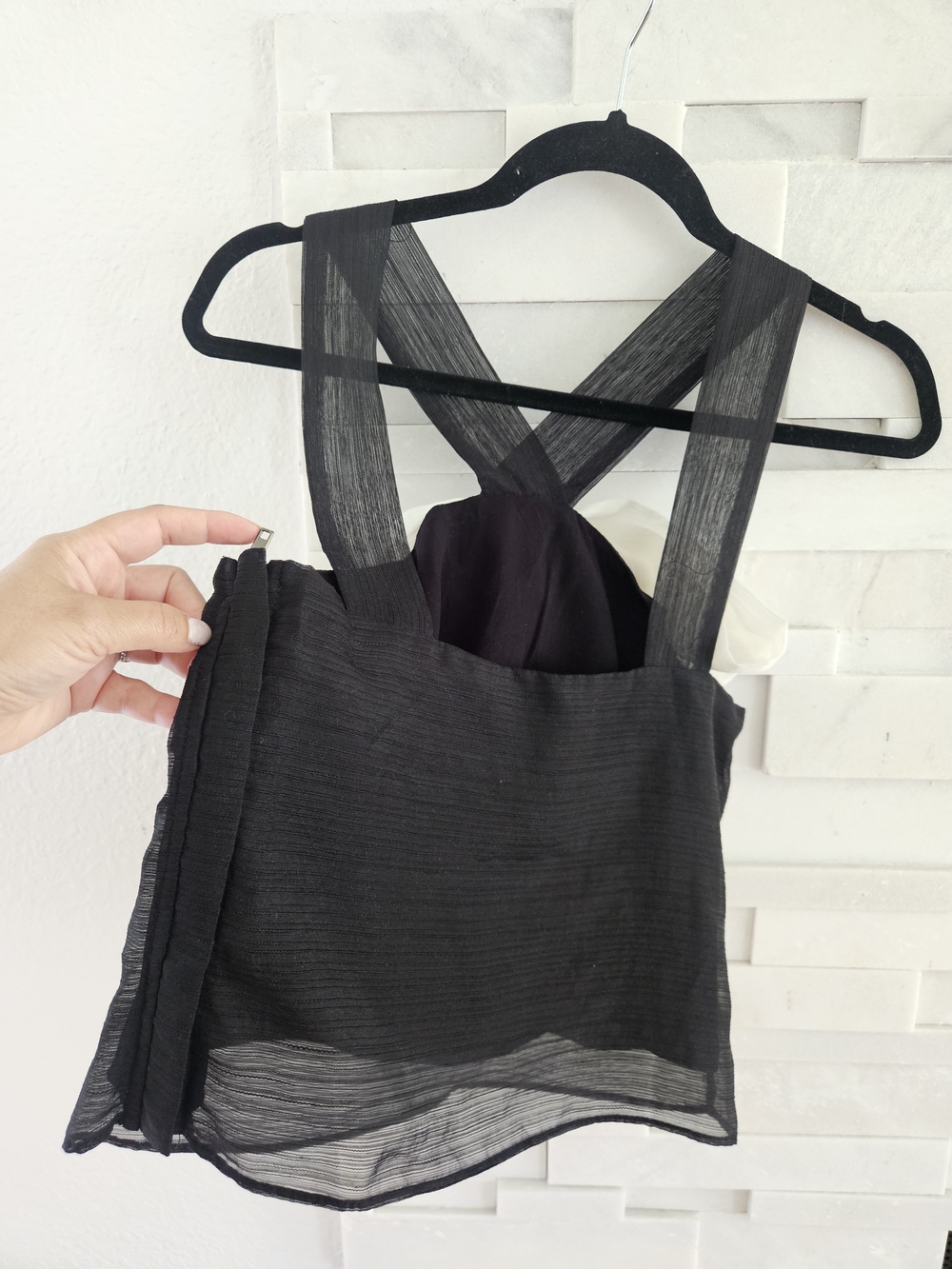 Anthropologie Sunday in Brooklyn Bow Halter Top Black & white Size Xs - Picture 7 of 8